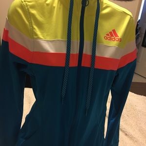Colorful Adidas lite zip up jacket size small